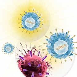 CAR T-Cells attack a cancer cell.